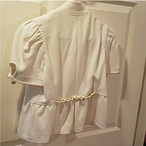 Y2K  Cropped Peplum Blazer w Gold
Buttons w Chain - Picture 3 of 5